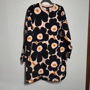 Adidas x Marimekko Fleece Sweatshirt Floral Dress Halo Blush Pink Black LRG